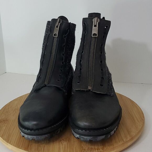 All Saints Men's Styx Boot Black Leather Tweed Size 12 - Picture 2 of 13